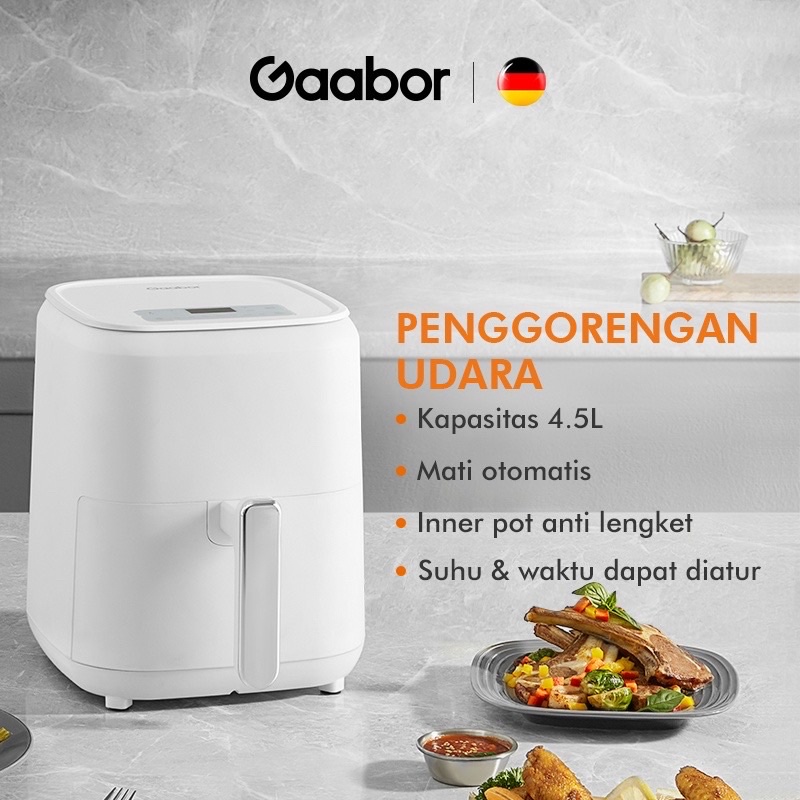 PROMO !!  Gaabor / Gweich Air Fryer Low Watt 4.5 L Mesin Penggorengan Tanpa Minyak  Pengaturan Anti Lengket Garansi Penukaran / GA-E45A