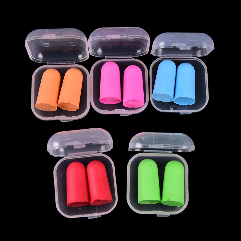 &lt; E2id &amp; &gt; 1 Set / 2pcs Earplug Memory Foam Lembut Untuk Tidur