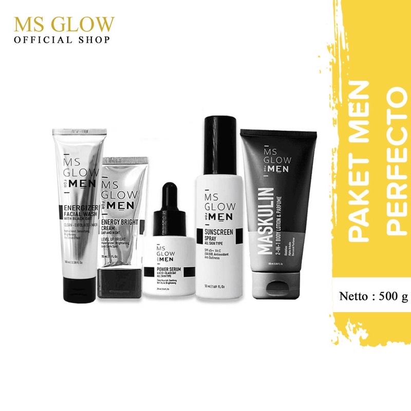 MS Glow Men / MS Glow For Men / serum ms glow men / facial wash ms glow men / energy bright ms glow