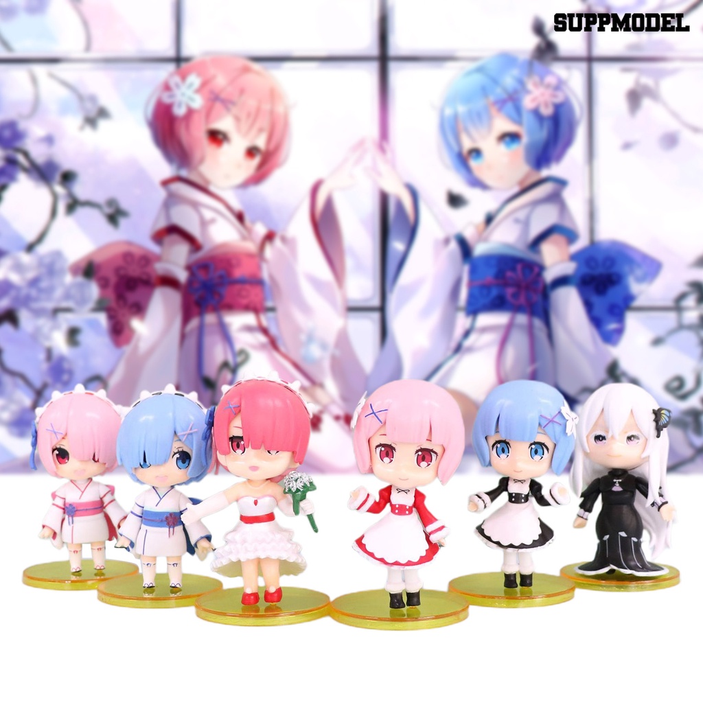 6pcs / Set Action Figure Anime Life In A Different World From Zero Rem Untuk Dekorasi Kue