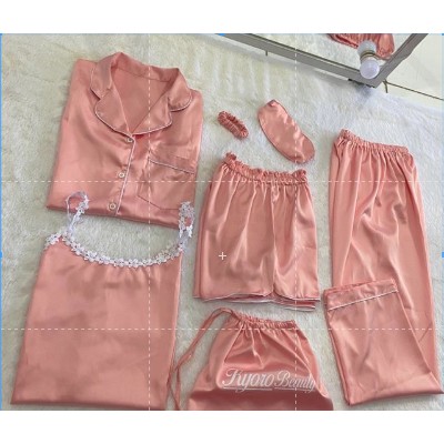 SET PIYAMA SATEN PREMIUM 7IN1 & RAYON 7IN1 READY STOK Kyoro Beauty 7 in 1 - celline-5