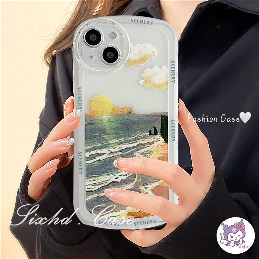 Redmi Note 12 11 11s 10 9 8Pro Redmi 12C 10C 10A 10 9T 9C 9A 9 A1 A1+ Xiaomi 11 Lite 12T 11TPro Mi Poco M3 X3Pro NFC Ins Fashion Simple Sunset Round Lens Phone Case Soft Shockproof Cover