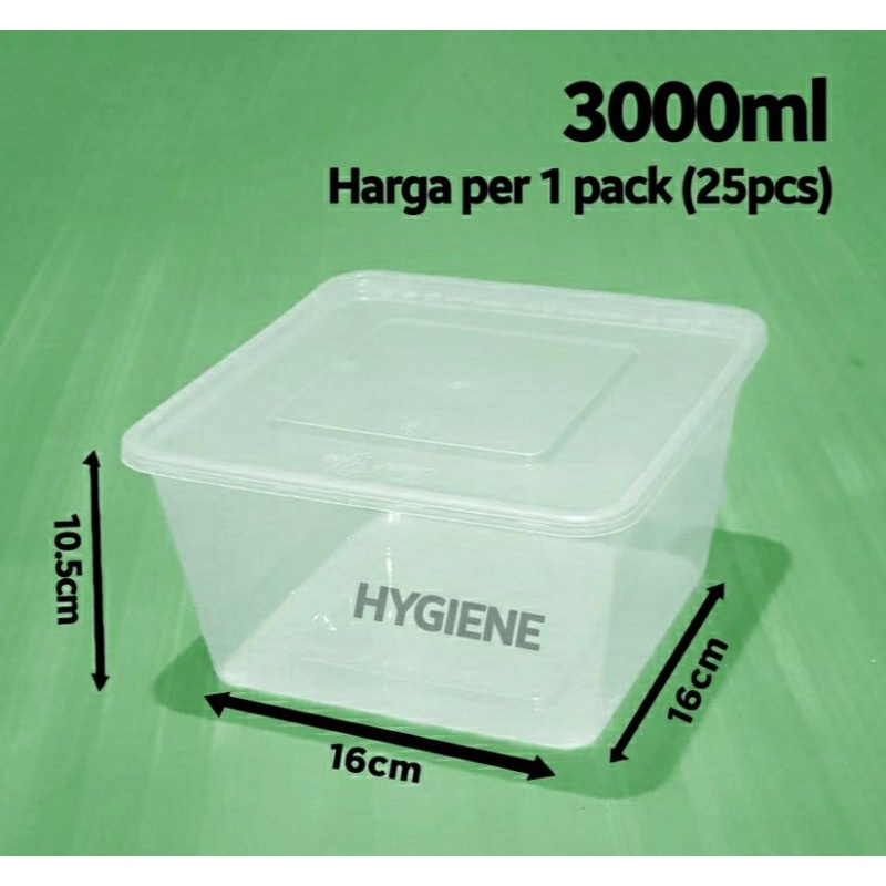 Kotak Makan Persegi 3000ml / Tinwall 3000ml