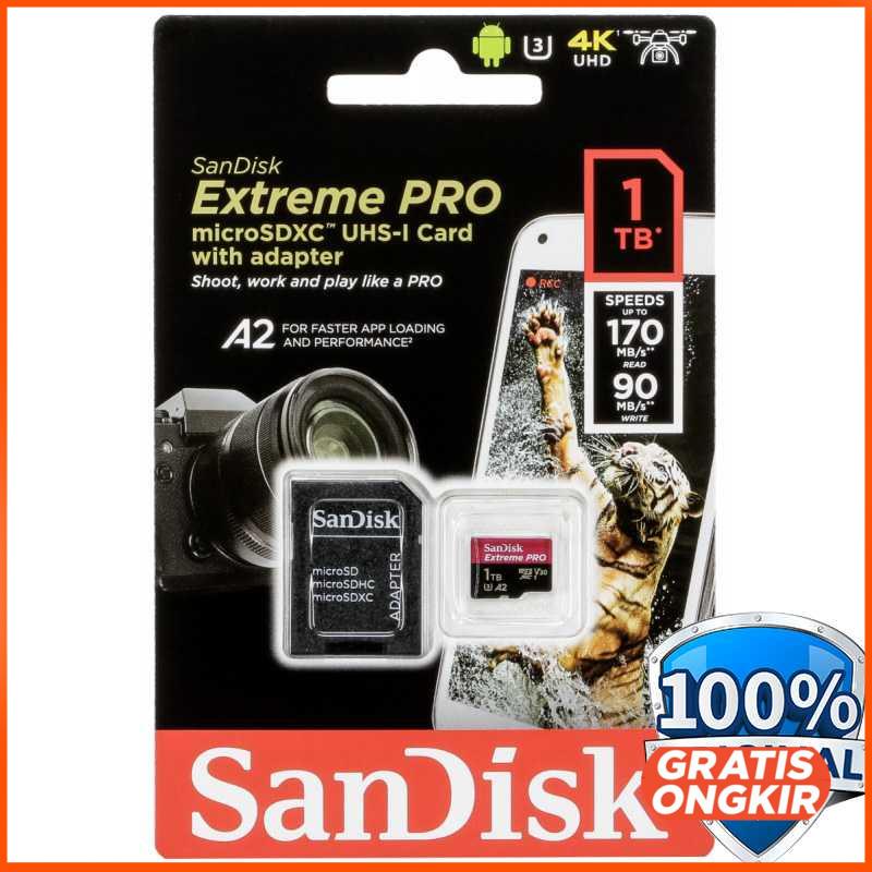 Sandisk MicroSDXC Extreme Pro A2 V30 UHS-1 170MBps Adaptor - SDSQXC