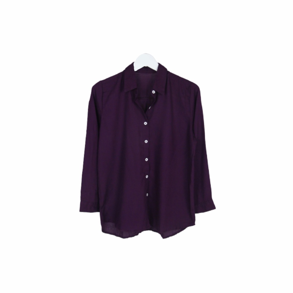 KEMEJA WANITA POLOS LENGAN PANJANG WANITA KATUN RAYON LONG SHIRT ORGANIK-Kemeja Lavender