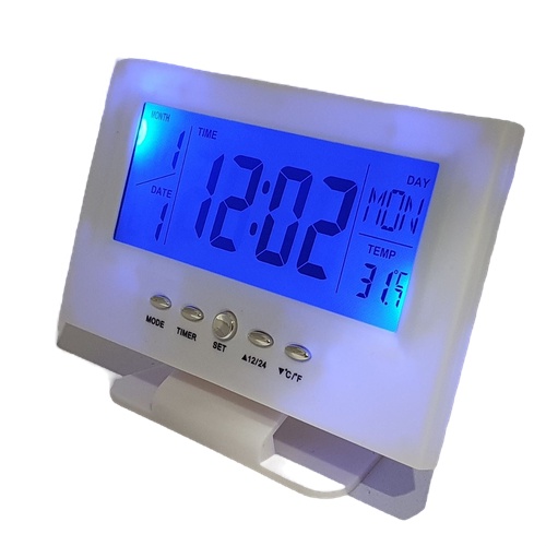 Jam Digital LED Kenko Kalender Temperature Alarm Meja TV Clock KK-8082 putih