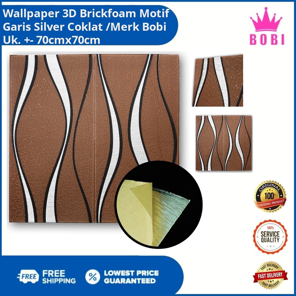 Wallpaper 3D Brickfoam Gelombang Coklat Kode 2023 - Ukuran 70x70cm