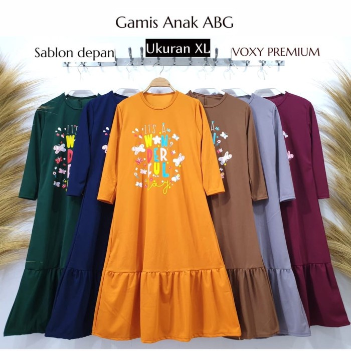 (PROMO) Gamis Anak Perempuan Motif Wonderful Rainbow Rumbai Bawah 8-10 Tahun - MARON, WONDERFUL