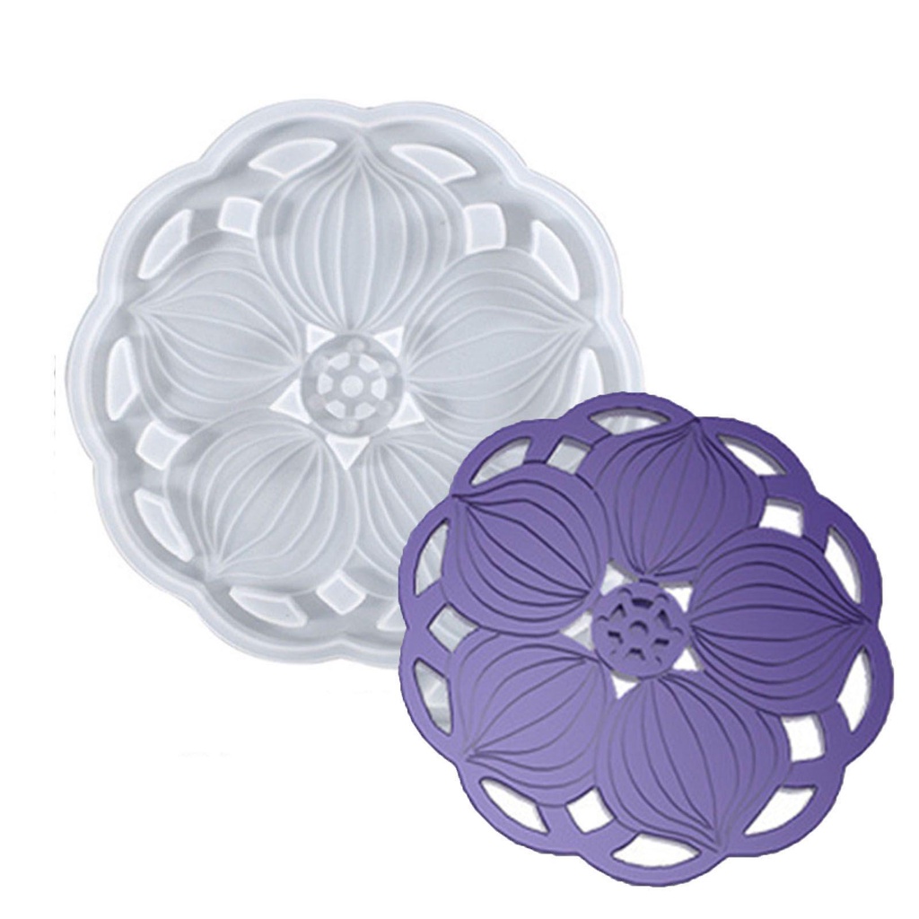 Solighter Agate Coaster Resin Casting Cetakan Membuat Alat Lotus Leaf Round Tray Cup Mat Coaster Kotak Penyimpanan Cetakan