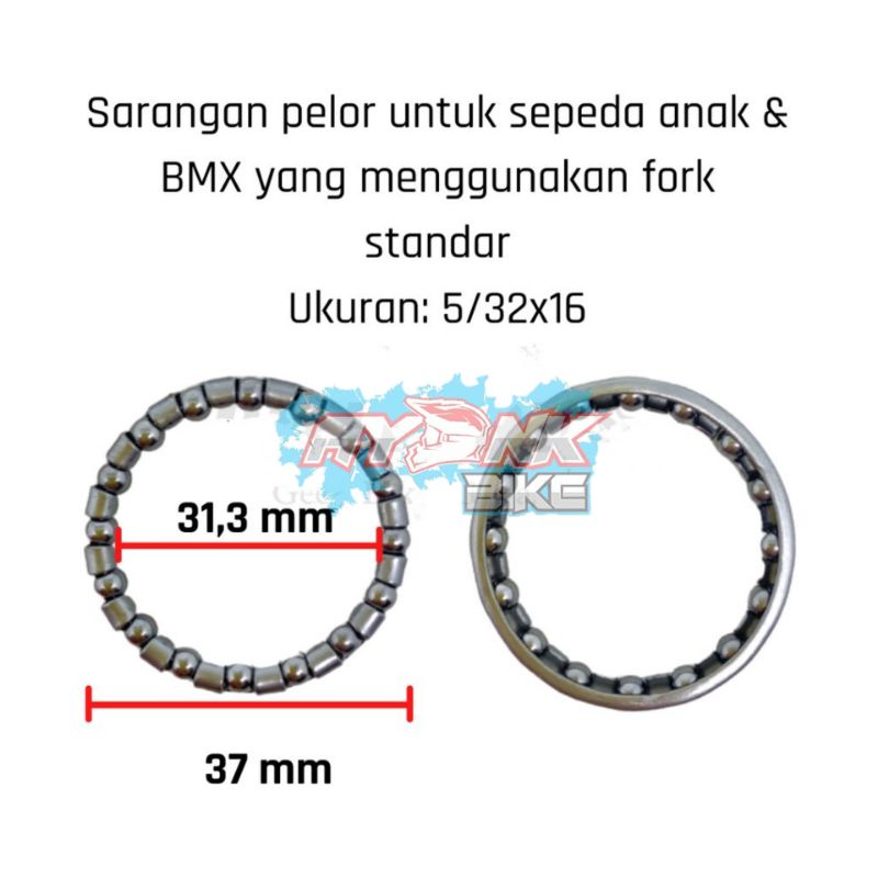 Sarangan pelor lahar kom fork standar sepeda anak BMX fixie 5/32x16