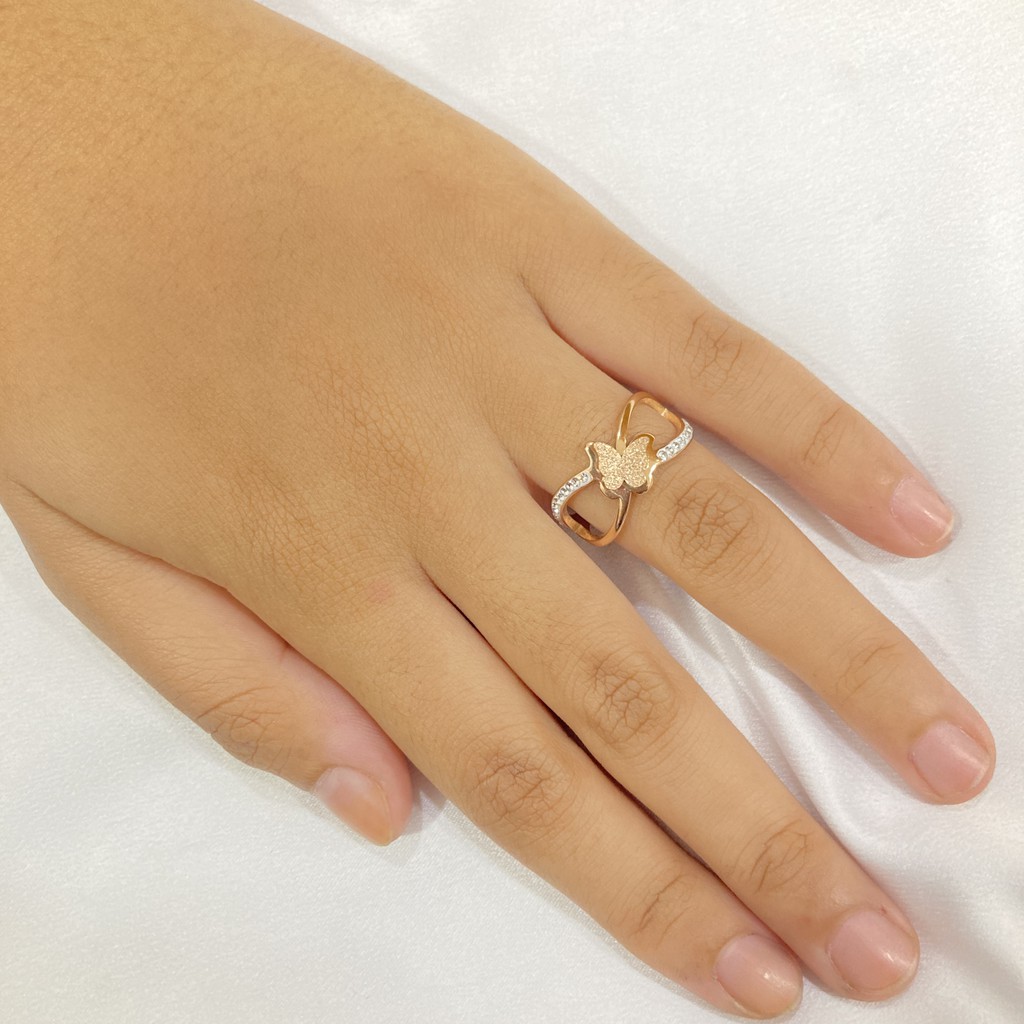 Cincin Wanita Titanium Motif Kupu-Kupu Aksesoris Perhiasan Anti Karat