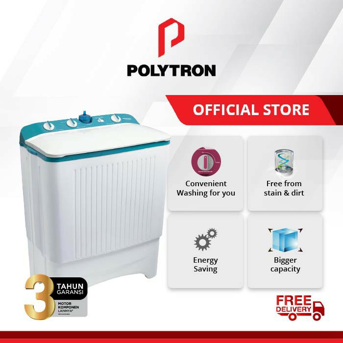 MESIN CUCI 2 TABUNG POLYTRON PWM 702 KAPASITAS 7 KG