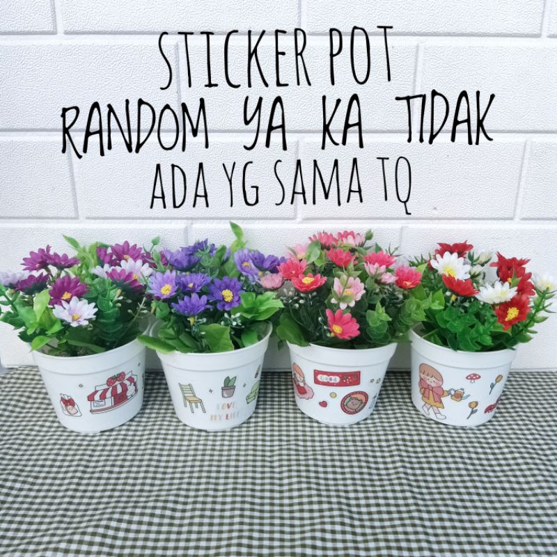 bunga plastik artificial bunga palsu tanaman hias pot bunga aesthetic