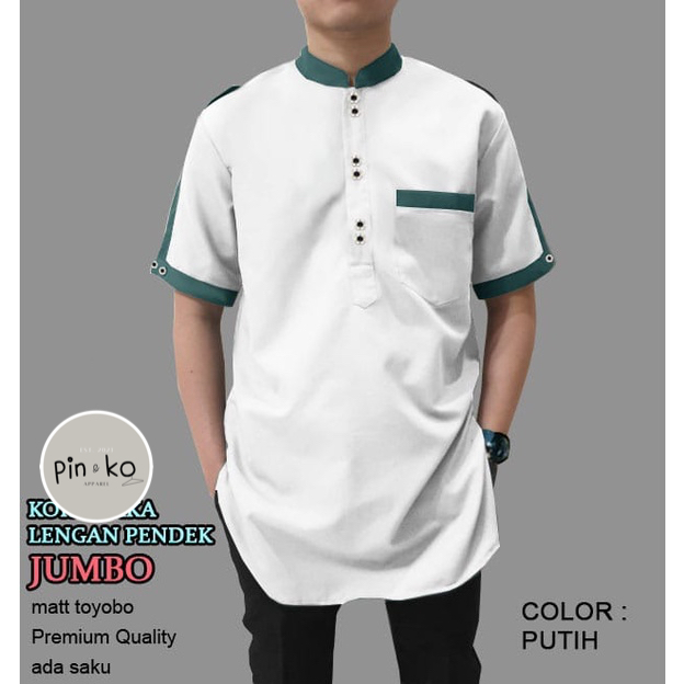 PIK - Koko Kurta Zaka Lengan Pendek S, M, L, XL, XXL, 3XL/ Baju Muslim Pria/ Baju Koko Pria Jumbo