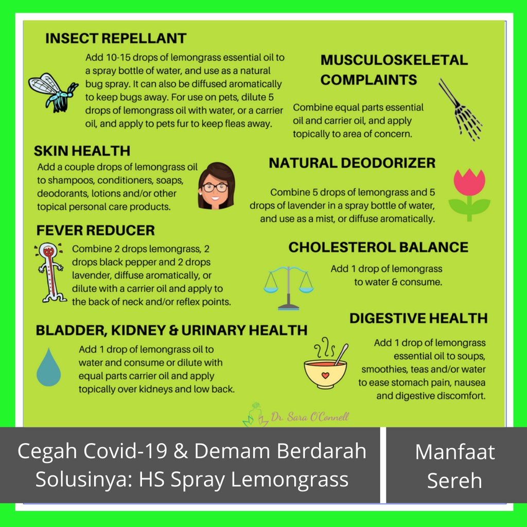 HAND SANITIZER SPRAY LEMONGRASS/SEREH FRESH MENENANGKAN USIR NYAMUK