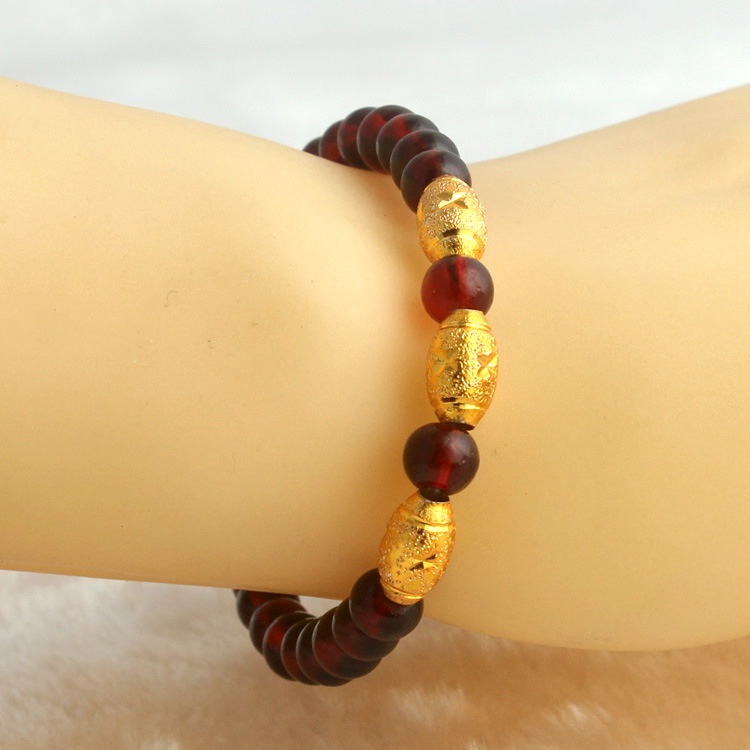 S12 wanita manik-manik keberuntungan Tahun lahir gelang sederhana fashion berlapis emas gelang