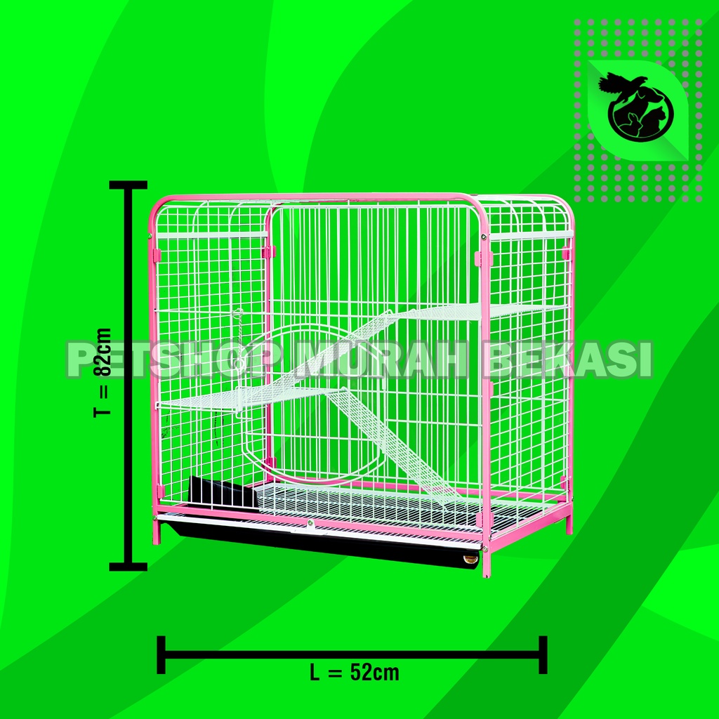 Gosend Kandang Kucing Anjing Kelinci Sugar GliderTingkat Roda knowdown