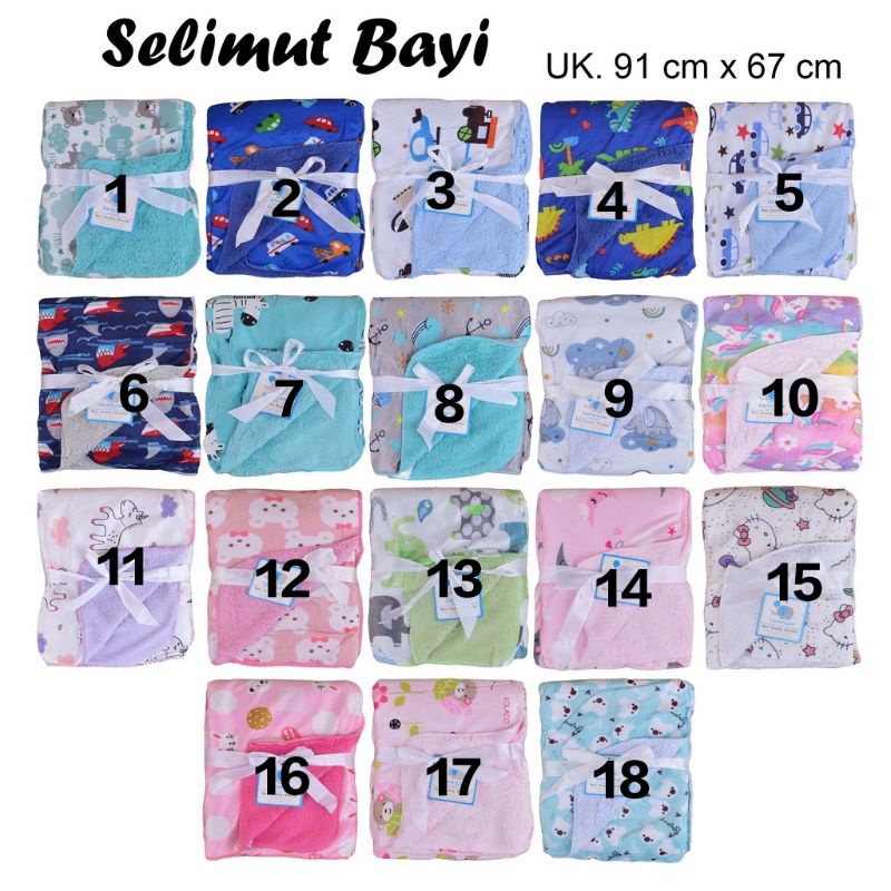 (1pc) Selimut bayi doble polos tanpa topi