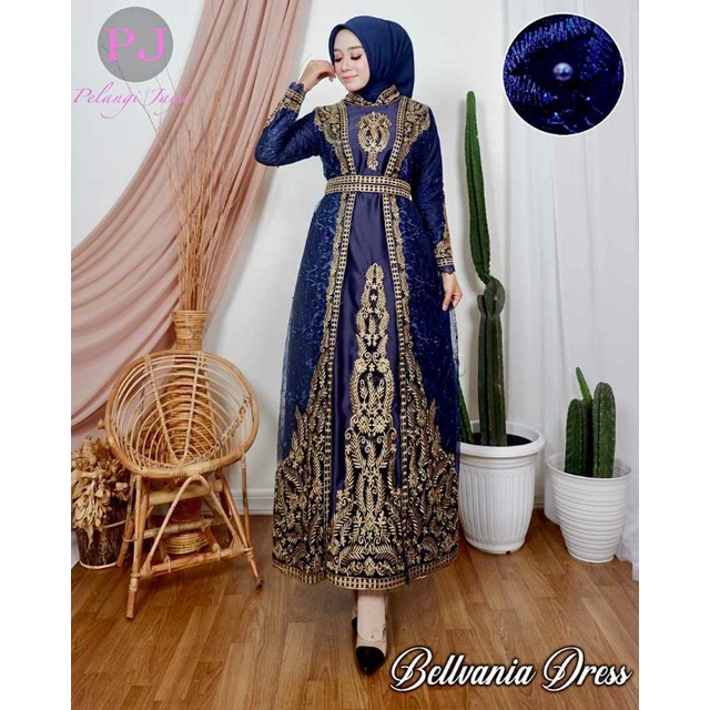 GAMIS BELLVANIA / GAMIS TILE MUTIARA / BORDIR TEMPEL DI DADA DAN DI TANGAN / ORIGONAL PELANGI JAYA