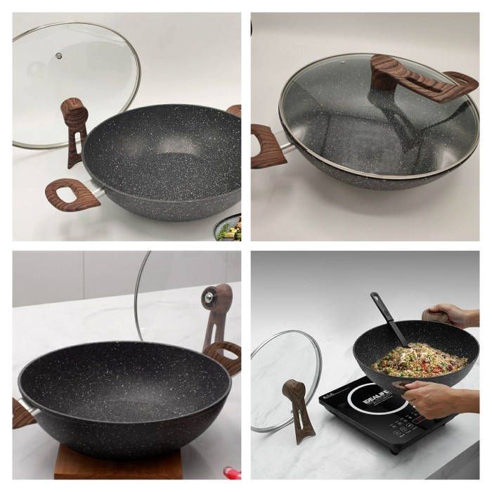 Idealife Wok Cookware 32 cm IL 32WK Wok Pan Marble 32cm IL32WK Induksi