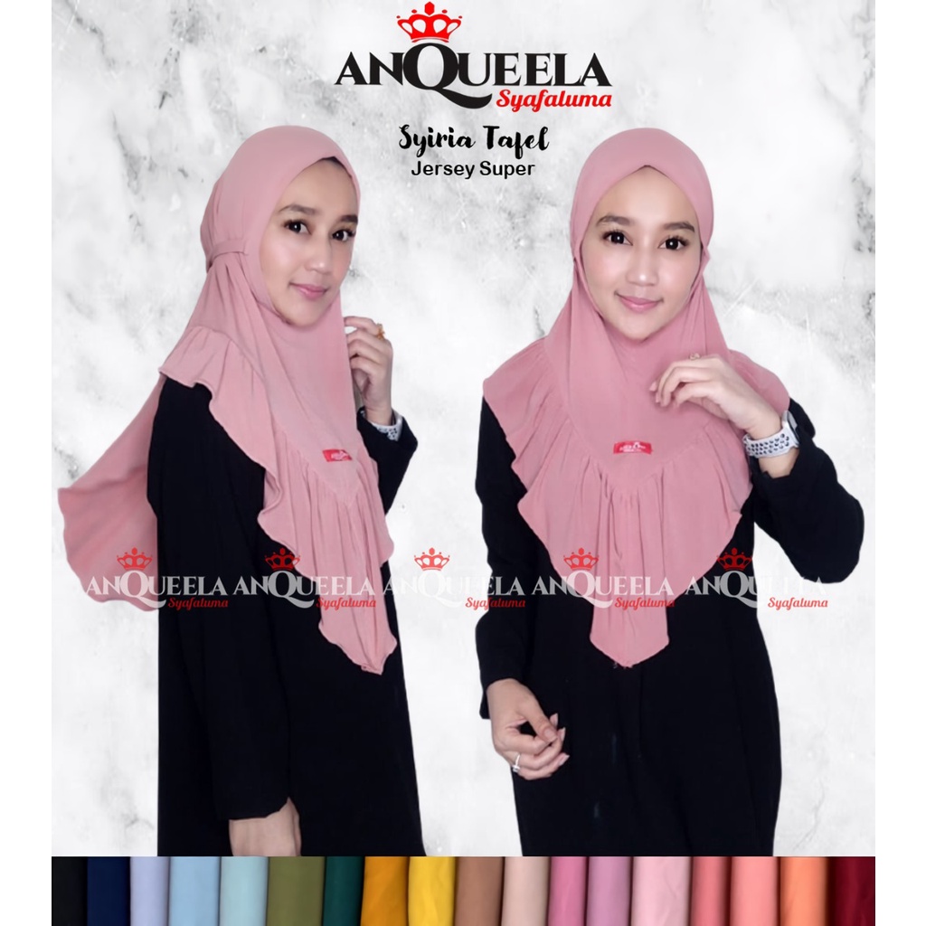 Bergo Syria Tafel Non Pet Ori Anqueela Syafaluma Hijab / Jilbab Instan / Bergo Instan / Hijab Instan