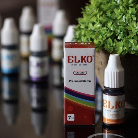 

♀ Tinta Stempel Flash Waterproof ELKO Orange 7 ML Untuk Kertas ◘