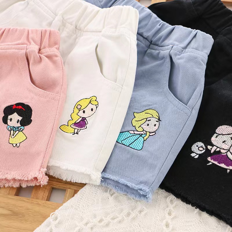 Celana pendek Princess Jeans Anak Perempuan Import Motif Elsa/Anna/Snow White/Rapunzel