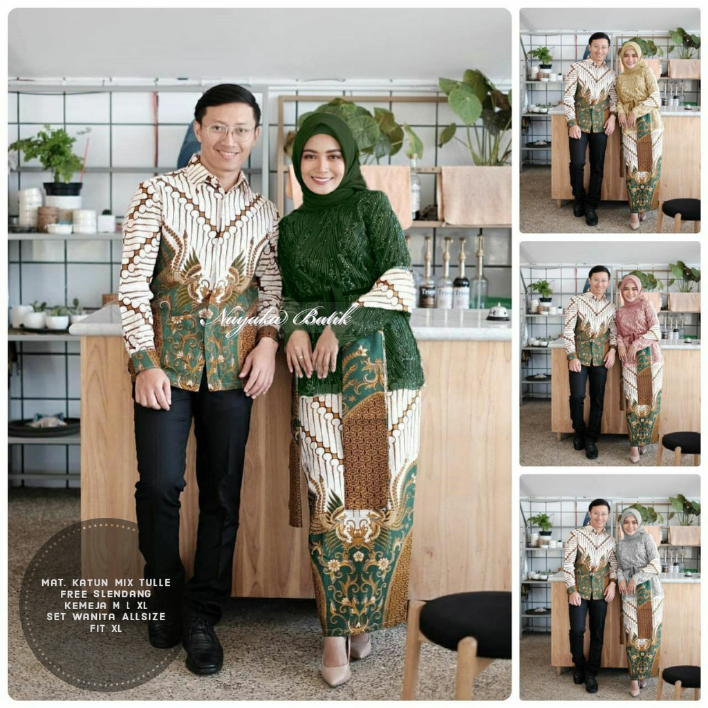 READY 4 WARNA Nayaka Batik - Batik Couple Nirmala Slendang Parang Ijo Tille Memutar