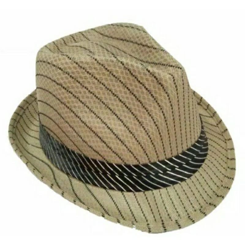 Cod Topi Fedora Fazz Motif Salur/Topi tompi/Topi cowboy/Topi bruno mars