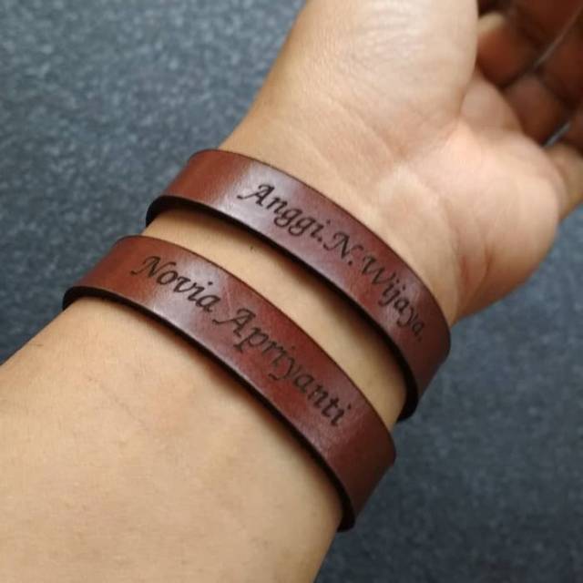 GELANG KULIT CUSTOM UKIR NAMA