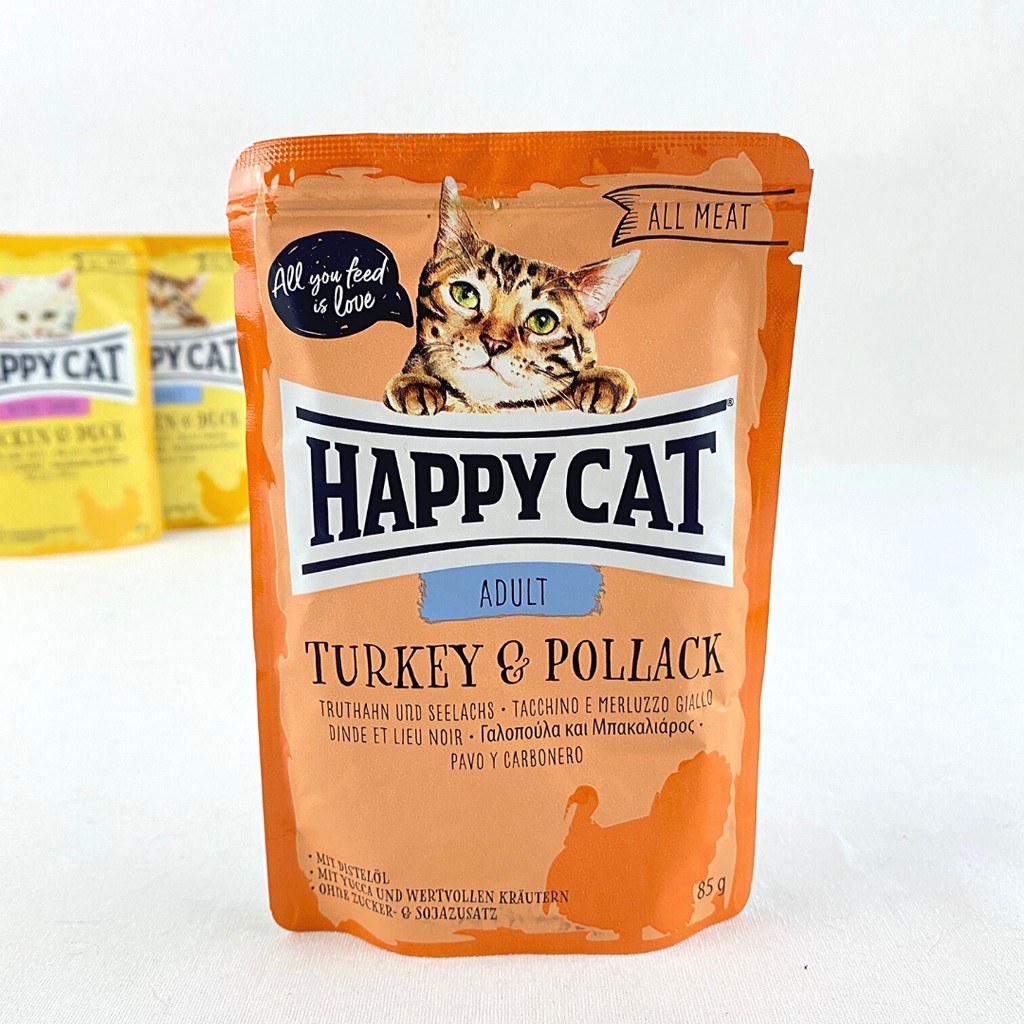 

HAPPYCAT Makanan Kucing Pouch TURKEY and POLLACK 85gr