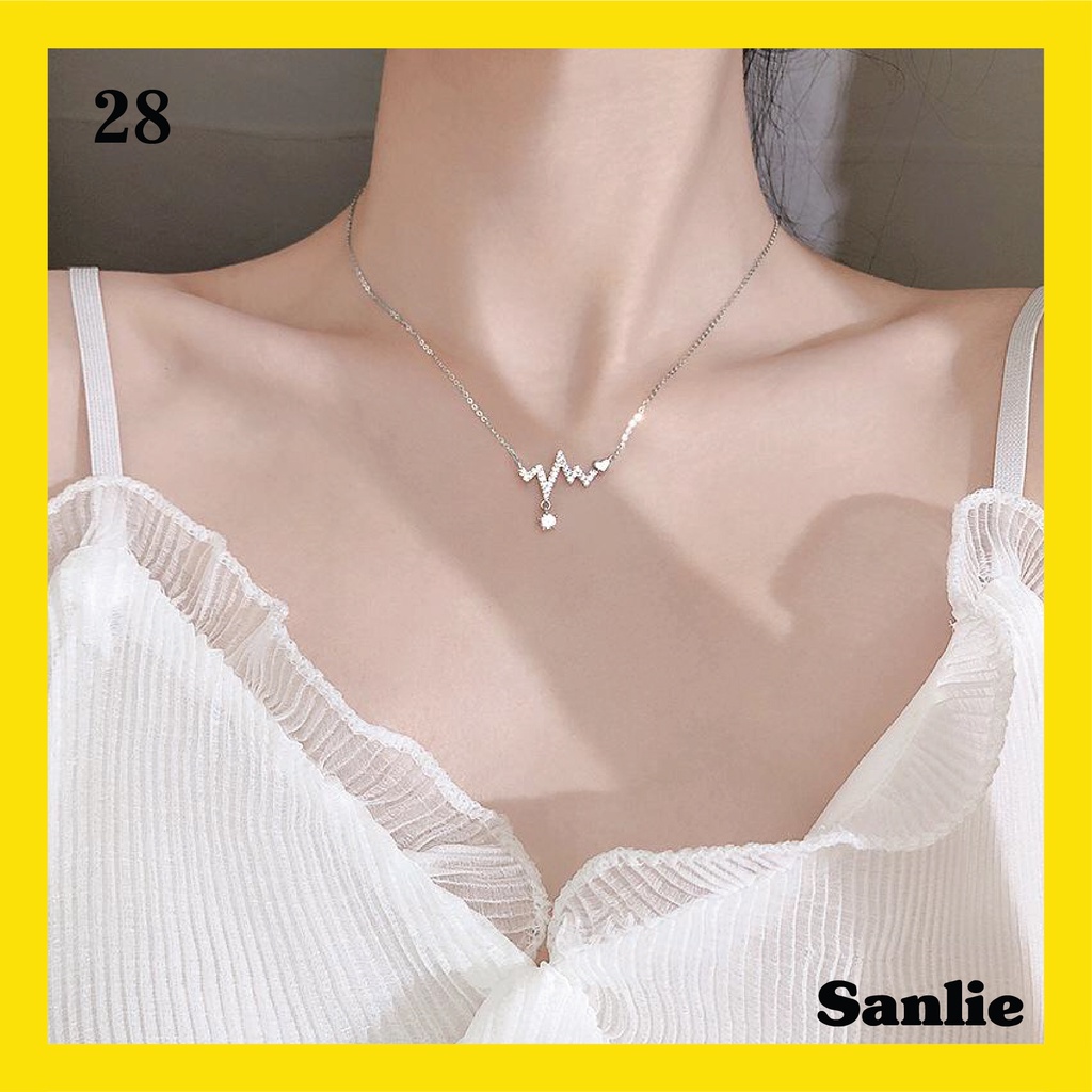 Sanlie Kalung Titanium Wanita Korea  Kalung Liontin Fashion Murah Model Listrik 28