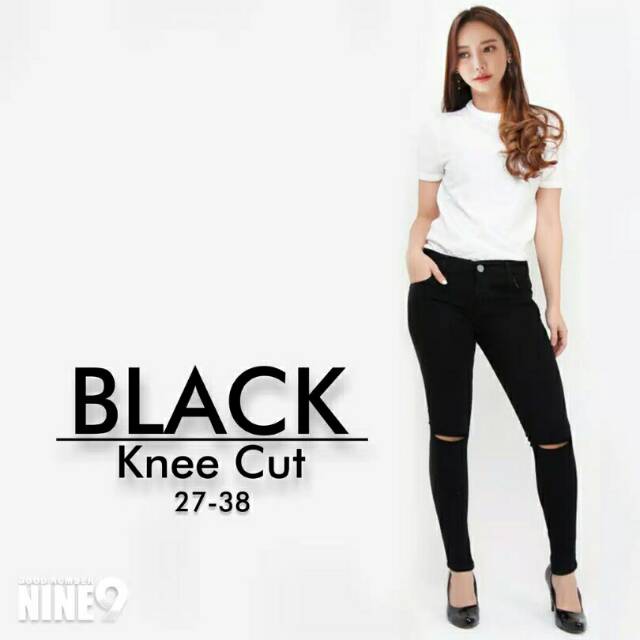 Ripped jeans celana softjeans skinny wanita sobek lutut