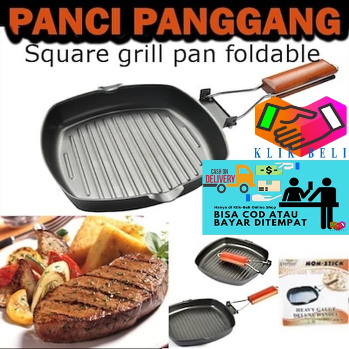 Square Grill Pan 20 cm / Panci Teflon / Wajan Penggorengan Non Stick / Panci Lipat Serbaguna