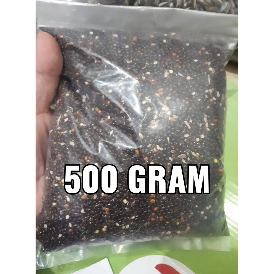 MILET HITAM 500 GRAM BLACK MILLET PAKAN BERKUALITAS UNTUK BURUNG PEMAKAN BIJIAN PERKUTUT LOVEBIRD KE