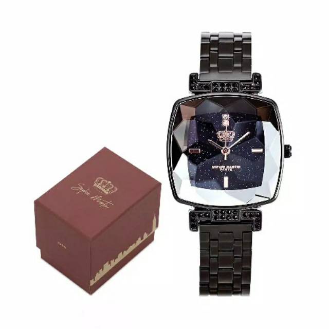 JAM TANGAN WANITA ANALOG STAINLESS STEEL HITAM SOPHIE MARTIN PARIS SAS LIVYA PROMO