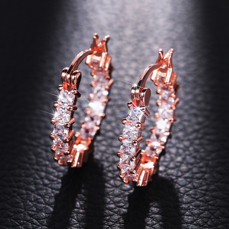 New Trendy Cubic Zirconia Earrings Hoops For Women Party Daily Wearable Delicate Girl Earrings Bling Bling Female Jewelry