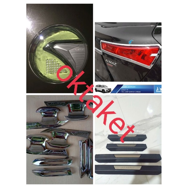 paket garnish belakang outer handle tank cover sillplate samping Wuling Almaz hitam chrome