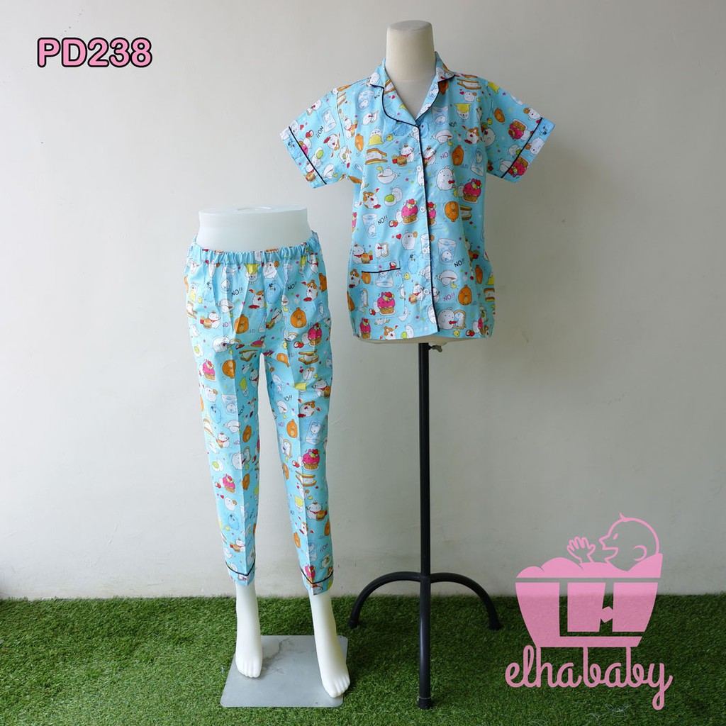 PIYAMA KATUN SETELAN WANITA BAJU TIDUR MOTIF KARAKTER MURAH