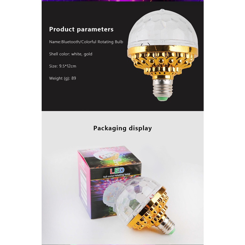 ღ Led 7 Warna Lampu Rotating Magic Ball Bulb Flash Ruang Dalam Ruangan Warna Light Ball Tahap Efek Pencahayaan Pesta Disko ktv Tahap Lampu Efek Proyektor