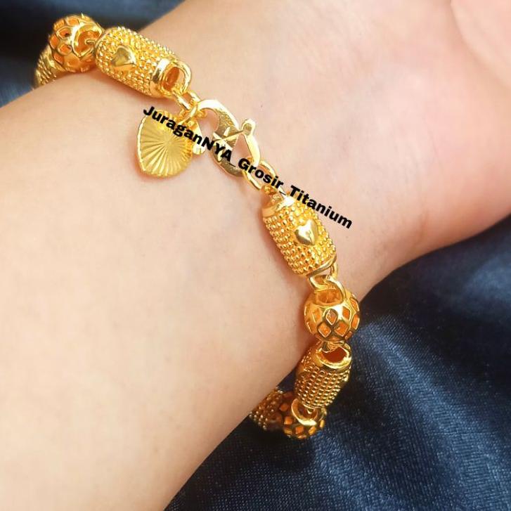 Top Produk.. TITANIUM GELANG BAMBU BOLA LOVE ULIR+CINCIN ANTI KARAT LAPIS EMAS 23K TERKINI