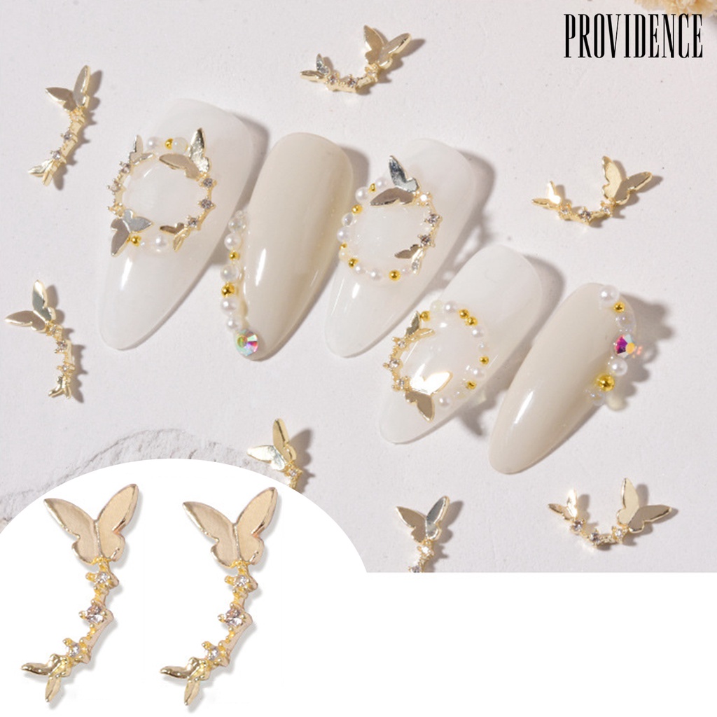 Providence 2Pcs/Set Nail Butterfly Ornament Non-Drop 3D Effect Mini Shiny DIY Gloss Nail Butterfly Drill for Manicure