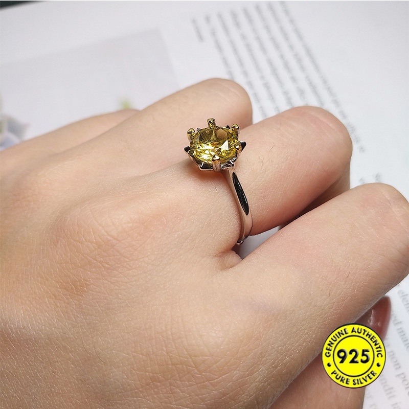 Pt950 Cincin Model Terbuka Desain Delapan Hati Hias Berlian Warna Kuning Untuk Wanita