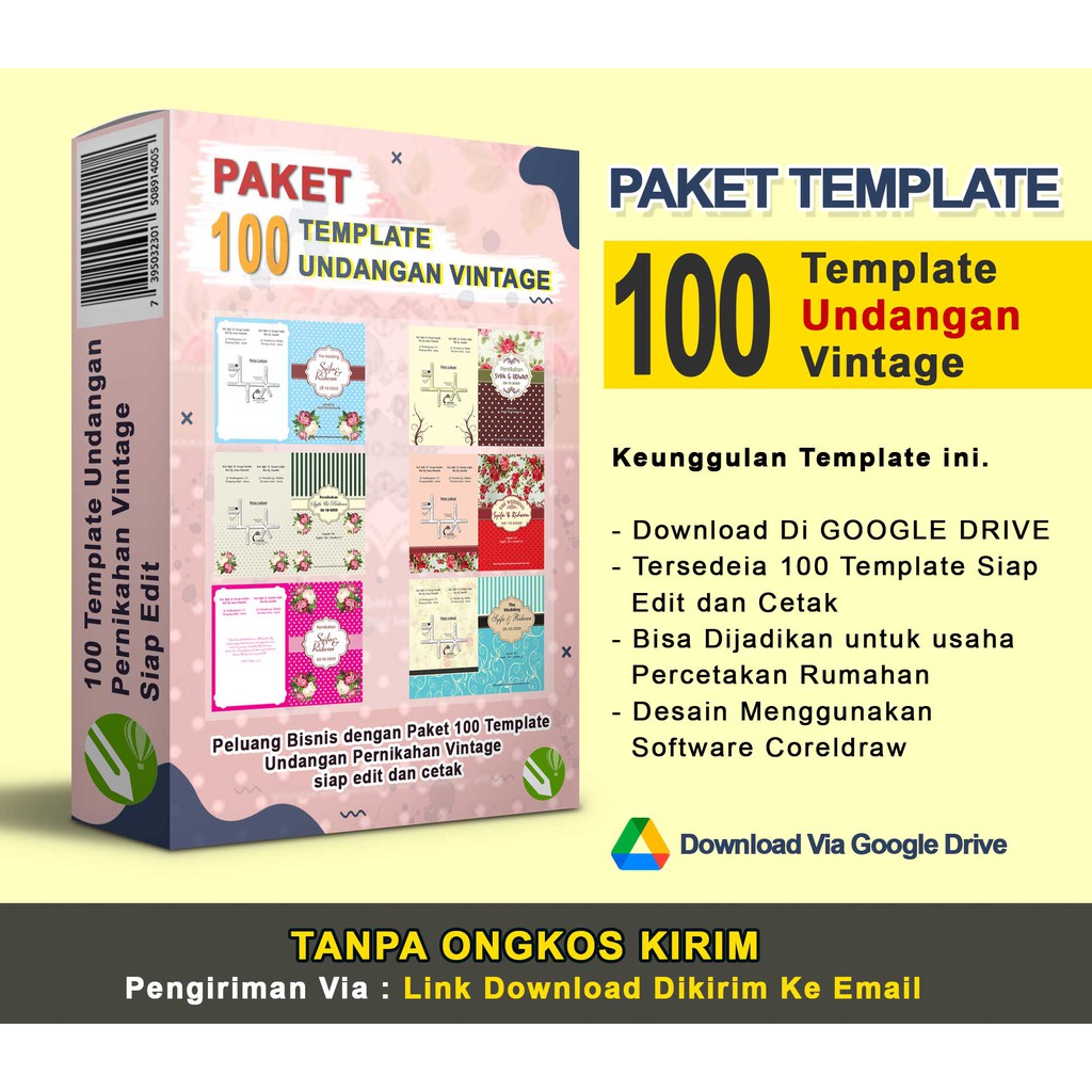 Template Undangan Pernikahan Vintage Paket Usaha Percetakan Rumahan