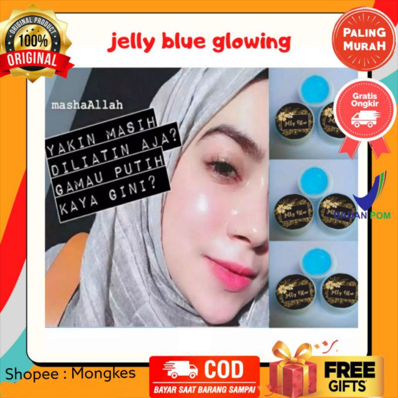 JELLY GLOWING BLUE CREAM/ JELLY ARBUTIN / jelly glowing mencerakan dan memutihkan wajah