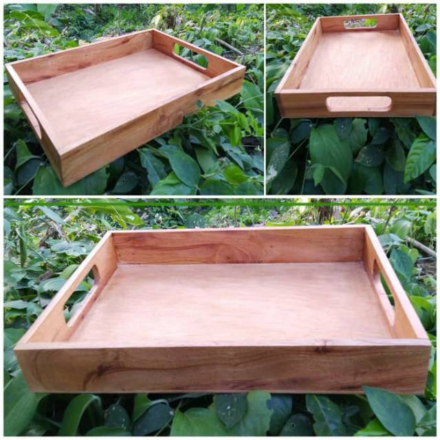 Nampan tray with handle 35x25x5 cm kotak kayu seserahan Wooden tray