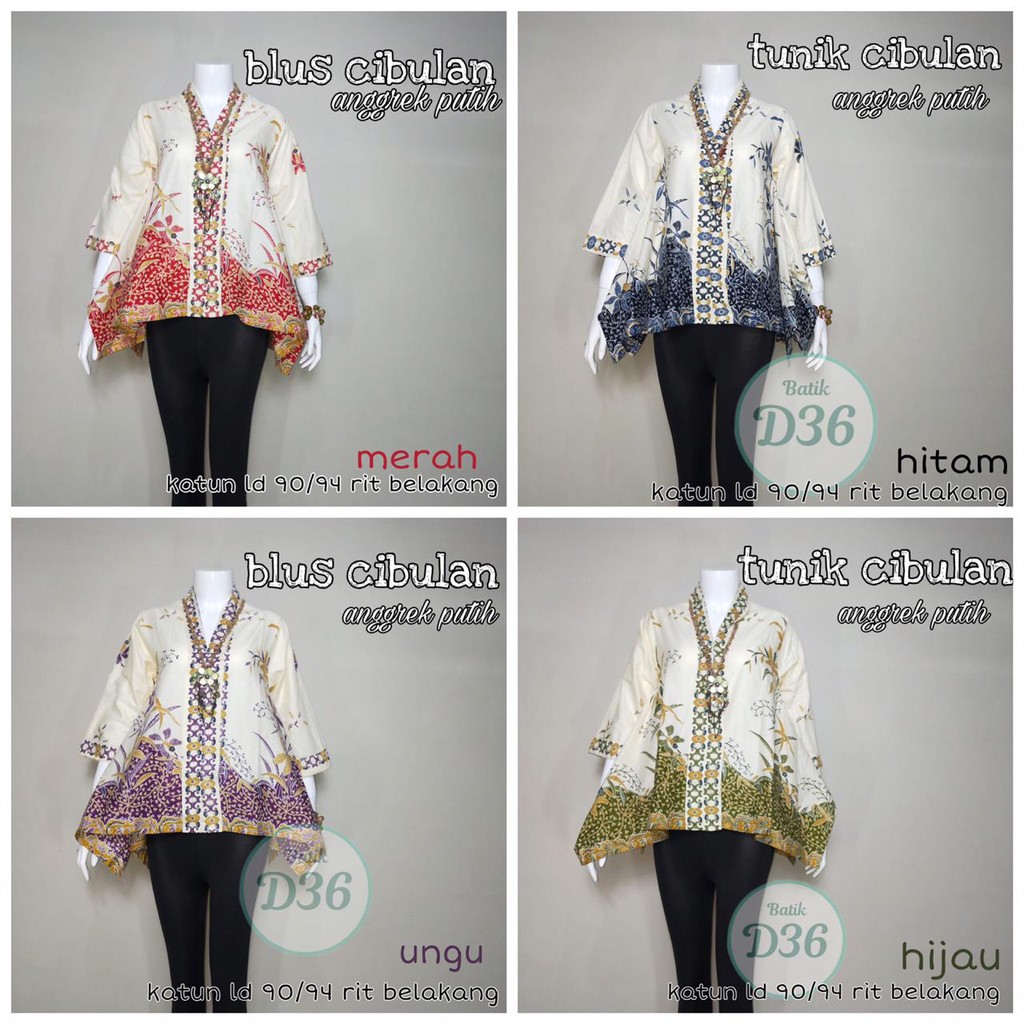 Blus Cibulan Batik Motif Wanita Anggrek Putih Cewek Warna Kartini Modern Premium Katun Exclusive Super Jumbo Big Size