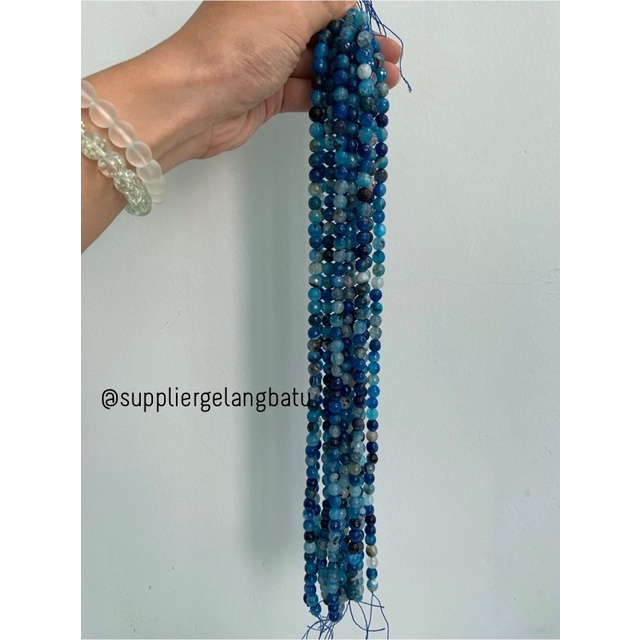 batu aquamarine serat BIRU TUA FACETED BEADS 8mm cutting gelang kalung