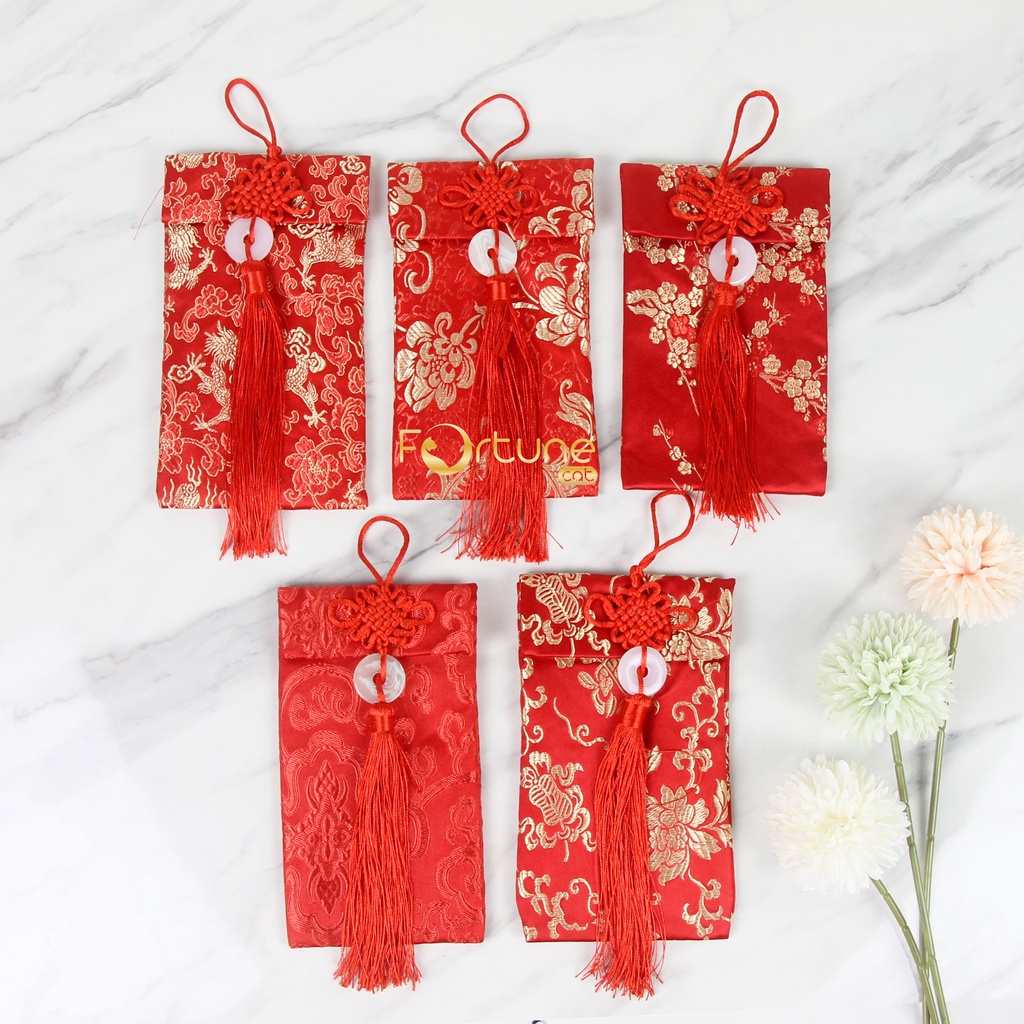 

Angpao Imlek 2025 Kain Chinese New Year Sangjit Wedding Engagement Hong bao Red Envelope Vertikal Giok