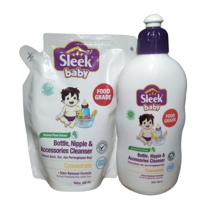 Sleek Baby Bottle,Nipple &amp; Accesories Cleanser 450ml &amp; 500ml/sleek pencuci botol/sleek diaper cream/sleek antibacterial/Sleek